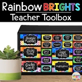 Editable Teacher Toolbox Labels Bright Rainbow Classroom D