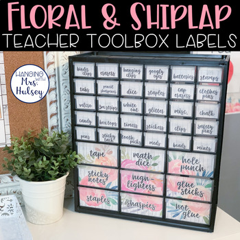 Preview of Floral Farmhouse Teacher Toolbox Labels