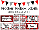 Editable Teacher Toolbox Labels - Red, Black, and White