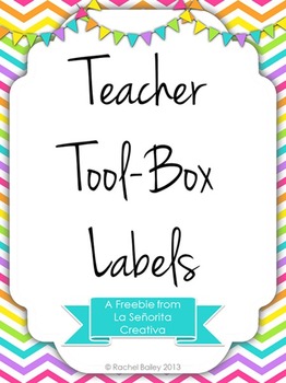 Preview of Editable Teacher Toolbox Labels - Rainbow Chevron
