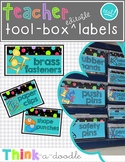 EDITABLE Teacher Toolbox Labels in TEAL!