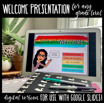 Preview of SIX Editable Teacher Welcome Presentations — Distance Learning Digital Version!