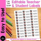 Editable Teacher and Student Labels | 56 Variations | Cute