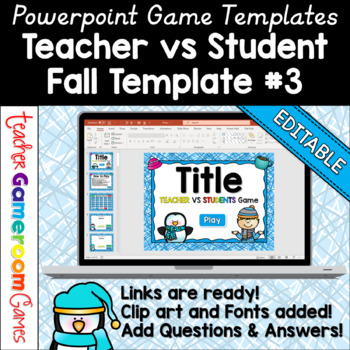 Preview of Editable Teacher vs Student Game Winter Template #3