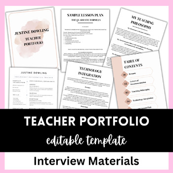 Preview of Editable Teaching Portfolio - Digital or Printable - Neutral