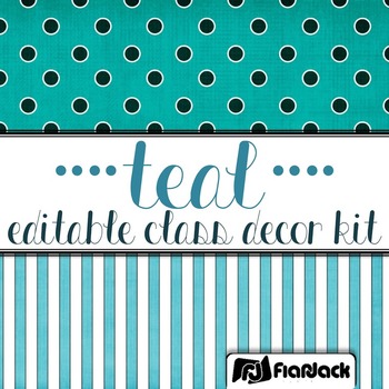 Preview of Editable Teal Class Decor Kit