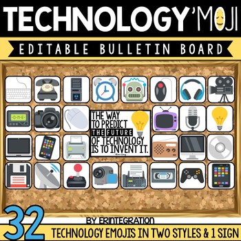 Preview of Bulletin Board: Editable Technology Decor