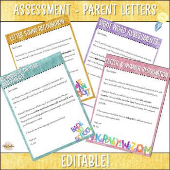 Preview of Editable Template & Printable | Back to School | Assessment Parent Letters