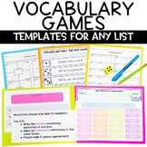 Editable Template for Vocabulary Activities used with ANY List 