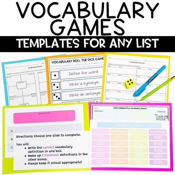 Preview of Editable Template for Vocabulary Activities used with ANY List 