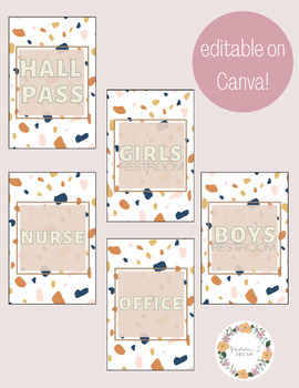 Preview of Editable Terrazzo Hall Pass Set