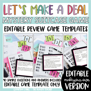 Preview of Editable Test Prep Review Game Mystery Suitcase End of Year Review Game