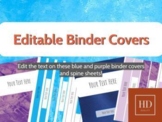 Editable Text Binder Covers and Spines - Blue and Purple