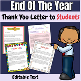 Editable Thank you Letter to Students From Teachers End Of
