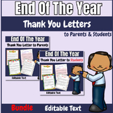 Editable Thank you Letters to Parents & Students From Teac