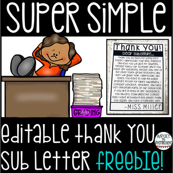 Preview of Editable Thank you Substitute Letter Freebie