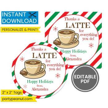 Christmas Coffee Gift Tag Printable Teacher Christmas Gift Tag Staff  Holiday Gift Nurse Christmas Gift Merry & Caffeinated 