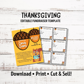 Preview of Editable Thanksgiving Candy Gram for Fundraiser Flyer, Fall Fundraiser