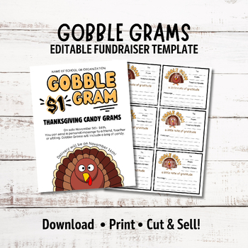 Preview of Editable Thanksgiving Gobble Gram, Fall Fundraiser Template