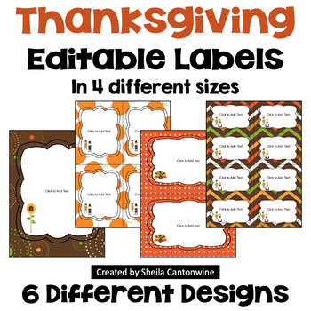 Preview of Editable Thanksgiving Labels