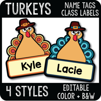 Preview of Thanksgiving Name Tags, Turkey Cubby Tags, Fall Classroom Labels