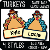 Thanksgiving Name Tags, Turkey Cubby Tags, Fall Classroom Labels