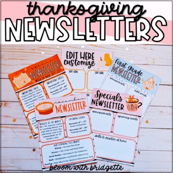 Preview of Editable Thanksgiving Newsletter Templates