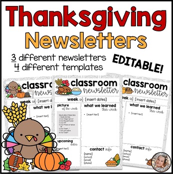 Preview of Editable Thanksgiving Newsletters | Simple Modern Boho