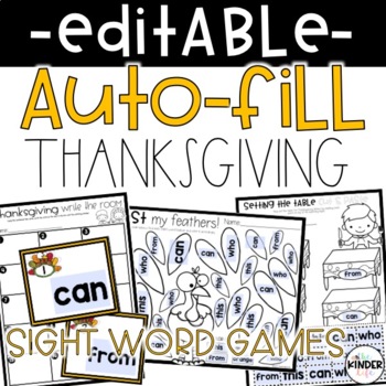 Preview of Editable Thanksgiving Sight Word Games | Customize in Seconds