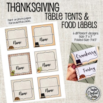 Preview of Editable Thanksgiving Table Tents - Desk top tags