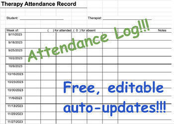 Preview of Editable Therapy Attendance Log