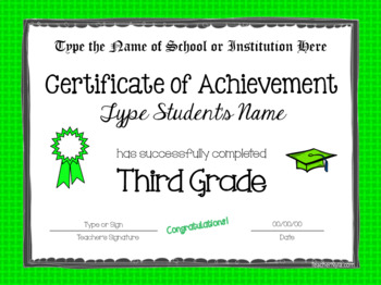 Editable Third Grade Certificates for Graduation - Bright Borders