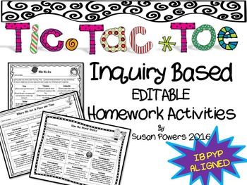 Preview of Editable Tic Tac Toe Inquiry Based Homework