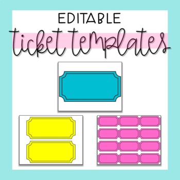 Blue Ticket Blank Editable Raffle Template Ticket Diy 