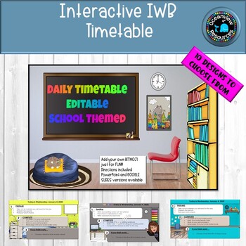 Preview of Editable Timetable for IWB- SCHOOL THEMED Set 1