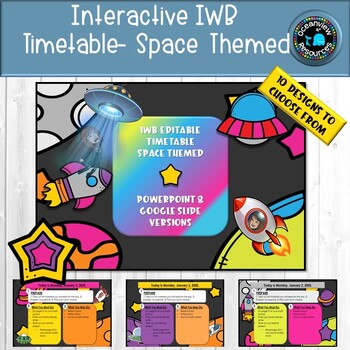 Preview of Editable Timetable for IWB- SPACE THEMED
