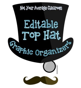 Preview of Editable Top Hat Graphic Organizer Templates PLUS A Sample of STEM Top Hats