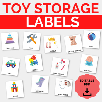 Preview of Editable Toy Storage Labels I Printable Toy Bin Storage Labels