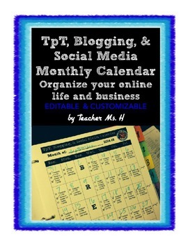 Preview of TpT, Blog, & Social Media Calendar Editable FREEBIE