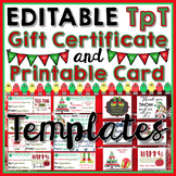 Editable TpT Gift Certificate and Printable Card Templates