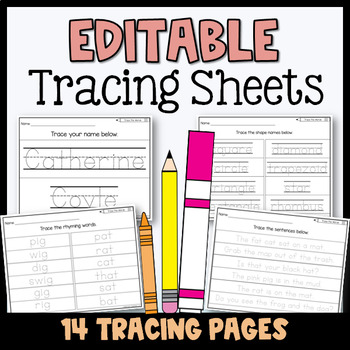 Preview of Editable Tracing Worksheets