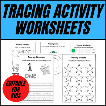 Preview of 71 Editable Tracing Activity Worksheets For Kids, Animals Name Tracing Worksheet