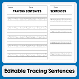 traceable Sentences : Editable Tracing Sentences Worksheet