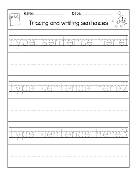Editable Tracing Sentences Worksheets For Kindergarten| Writing Simple ...