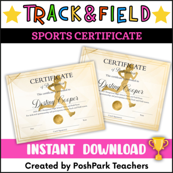 Preview of Editable Track and Field Certificate Template for Girls