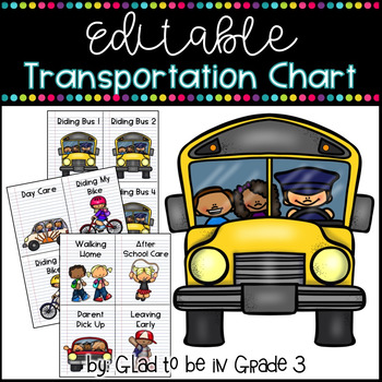 Preview of Editable Transportation Chart ~ School Themed