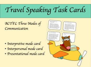 Preview of Editable Travel Speaking Task Cards for All Levels (ACTFL Modes)