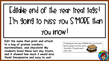 Preview of Editable Treat tags, End of the year treat tags for your students