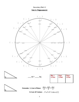 Preview of Editable Trigonometry Notes