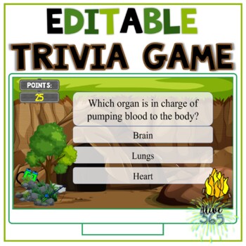 Preview of Editable Trivia Game | Camping Site Theme | Distance Learning